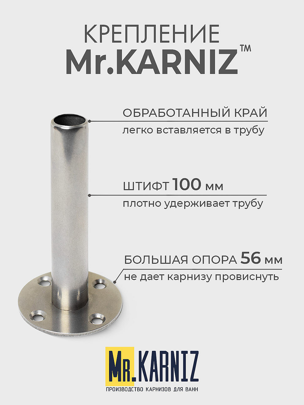 Карниз для душа Угловой Полукруглый 80х80 Усиленный 25 мм фото 5