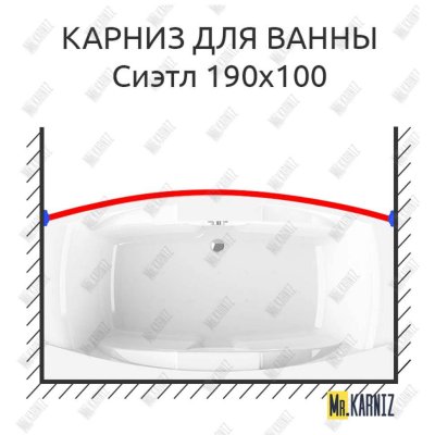 Карниз для ванны Radomir Сиэтл Передний борт 190х100 Усиленный 20 мм MrKARNIZ