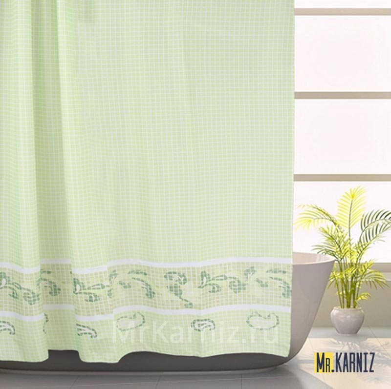 Штора для ванной BATH FRESCO зеленая