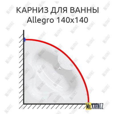 Карниз для ванны Kolpa-San Allegro 140х140 Усиленный 20 мм MrKARNIZ