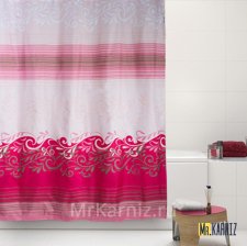 Штора для ванной Waves красная