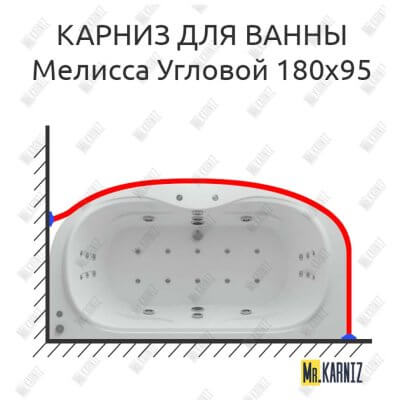 Карниз для ванны Aquatek Мелисса Угловой 180х95 Усиленный 25 мм MrKARNIZ