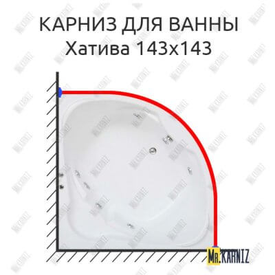 Карниз для ванны Bas Хатива 143х143 Усиленный 25 мм MrKARNIZ