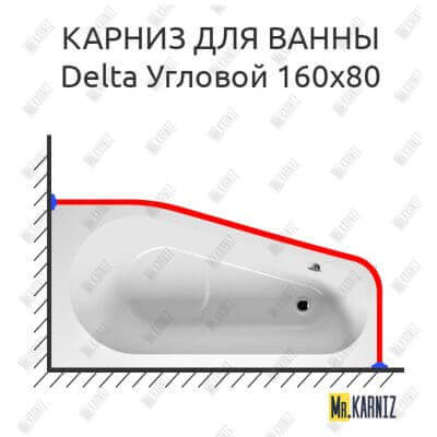 Карниз для ванны Riho Delta Угловой 160х80 Усиленный 25 мм MrKARNIZ