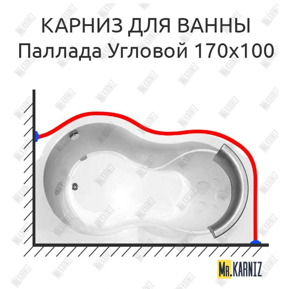 Карниз для ванны Radomir Паллада Угловой 170х100 Усиленный 25 мм MrKARNIZ