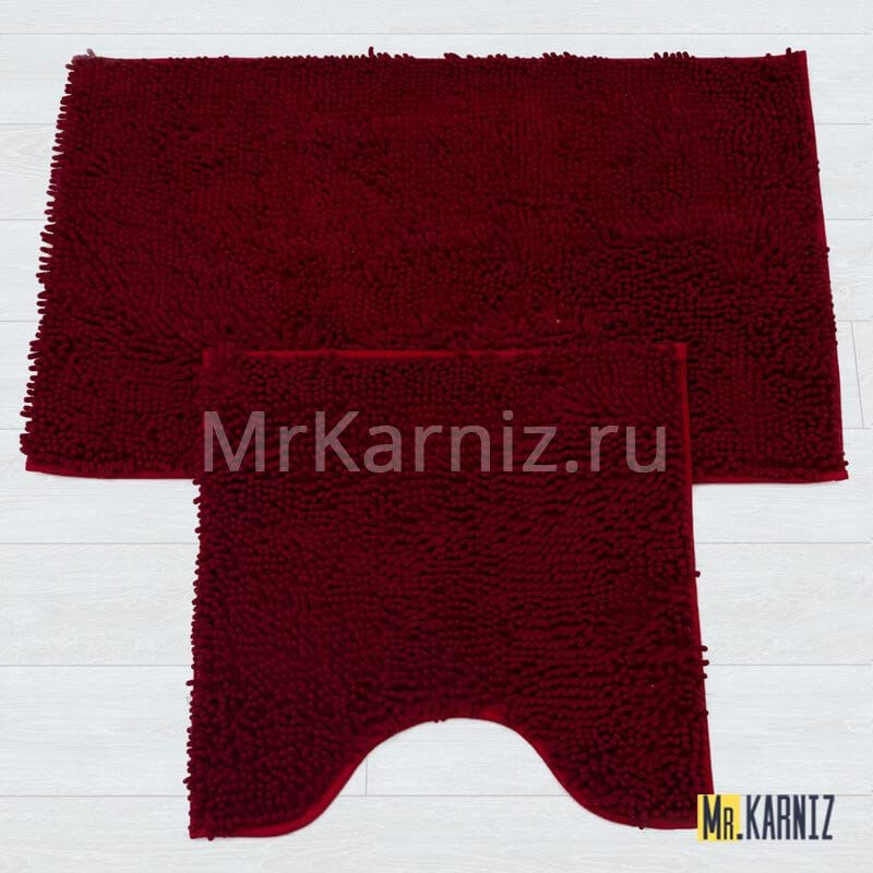 Комплект ковриков для ванной и туалета Люкс бордо Комплект ковриков для ванной и туалета Люкс бордо