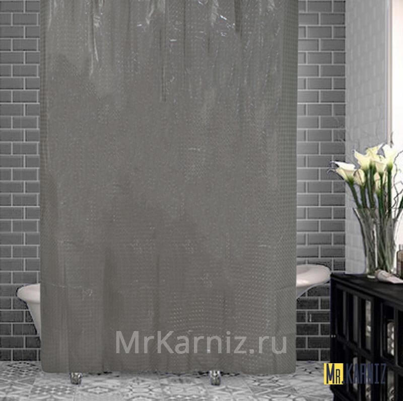 Штора для ванной 3D серая Штора для ванной 3D серая