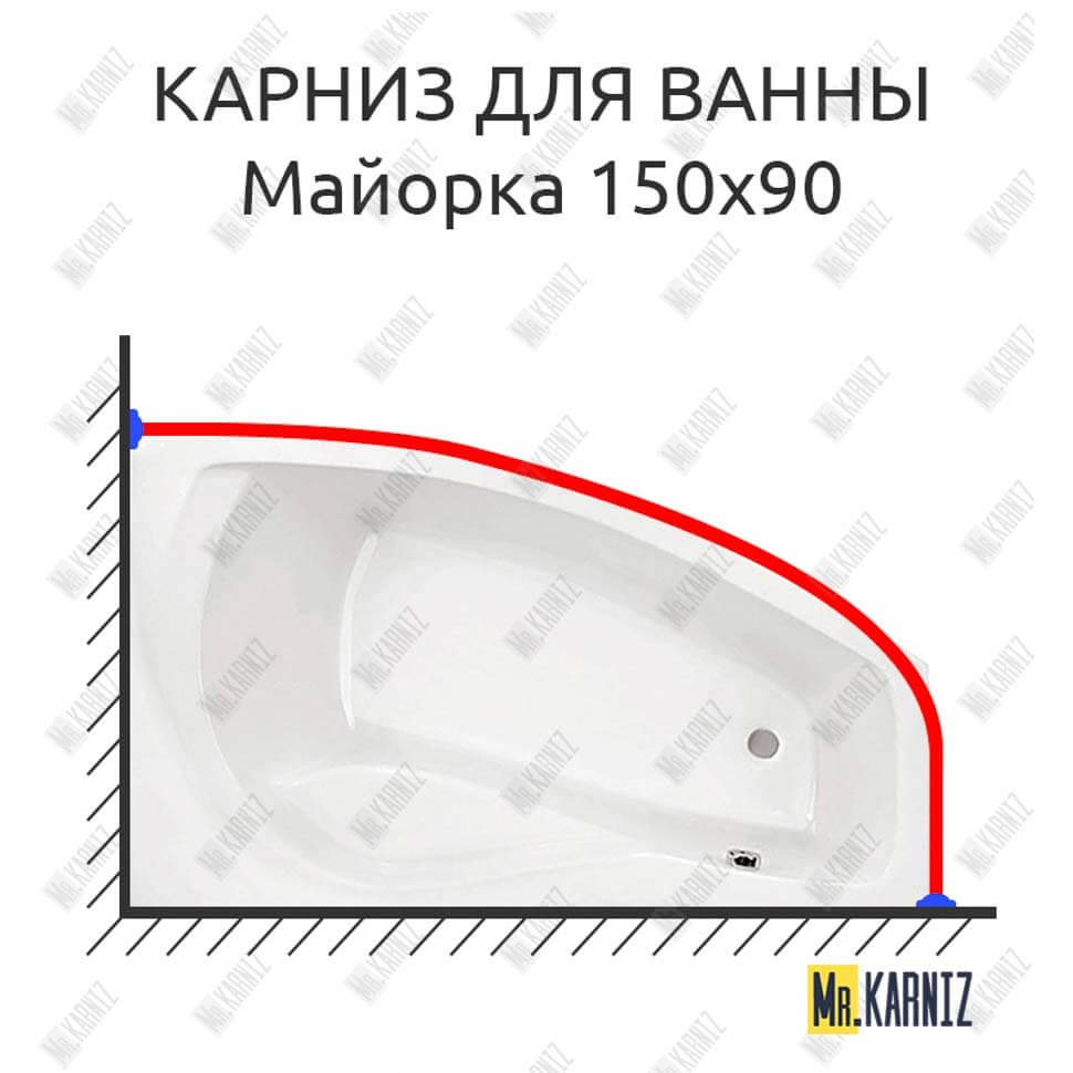 Карниз для ванны Santek Майорка Угловой 150х90 Усиленный 25 мм MrKARNIZ