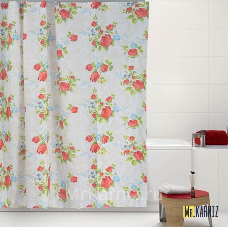 Штора для ванной Classic Rose красная