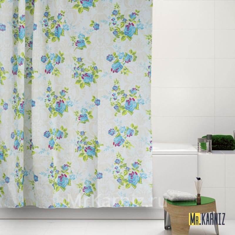 Штора для ванной Classic Rose голубая Штора для ванной Classic Rose голубая