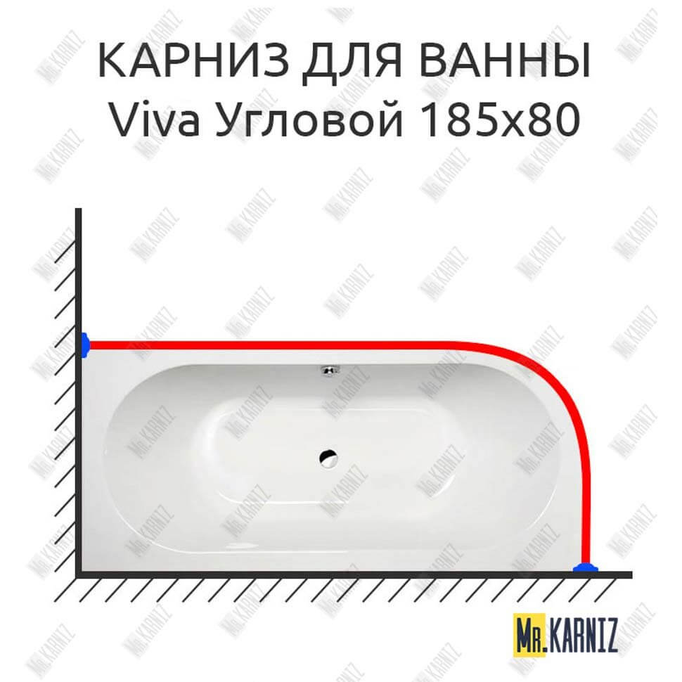 Карниз для ванны Alpen Viva 185х80 Усиленный 25 мм MrKARNIZ Карниз для ванны Alpen Viva 185х80 Усиленный 25 мм MrKARNIZ