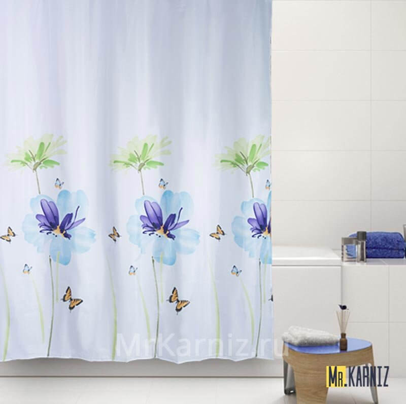 Штора для ванной Flowers бежевая