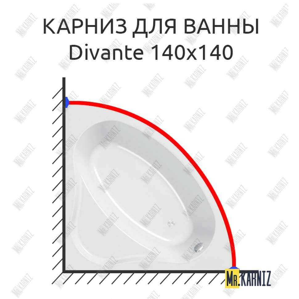 Карниз для ванны Kolpa-San Divante 140х140 Усиленный 25 мм MrKARNIZ