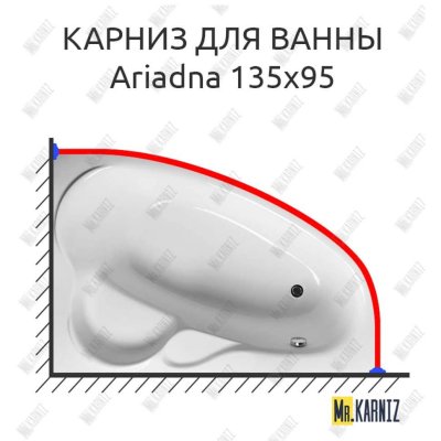 Карниз для ванны Relisan Ariadna 135х95 Усиленный 20 мм MrKARNIZ