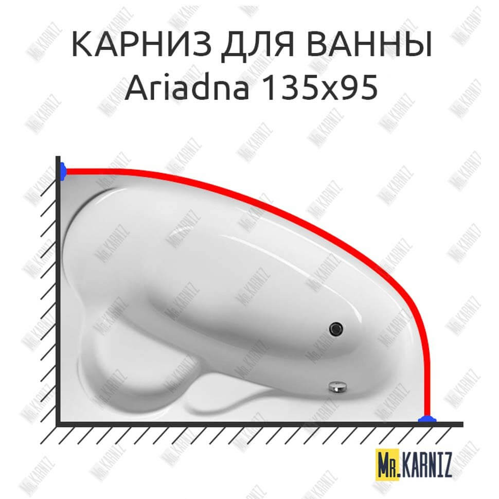 Карниз для ванны Relisan Ariadna 135х95 Усиленный 25 мм MrKARNIZ