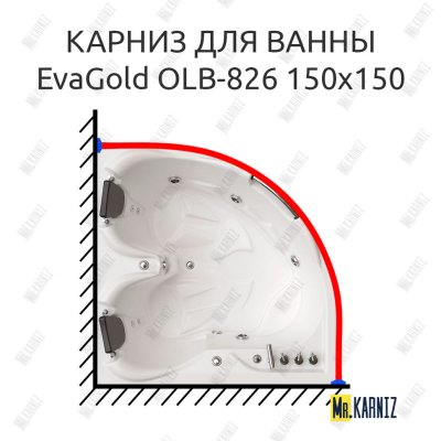 Карниз для ванны EvaGold OLB-826 угловой 150х150 Усиленный 25 мм MrKARNIZ