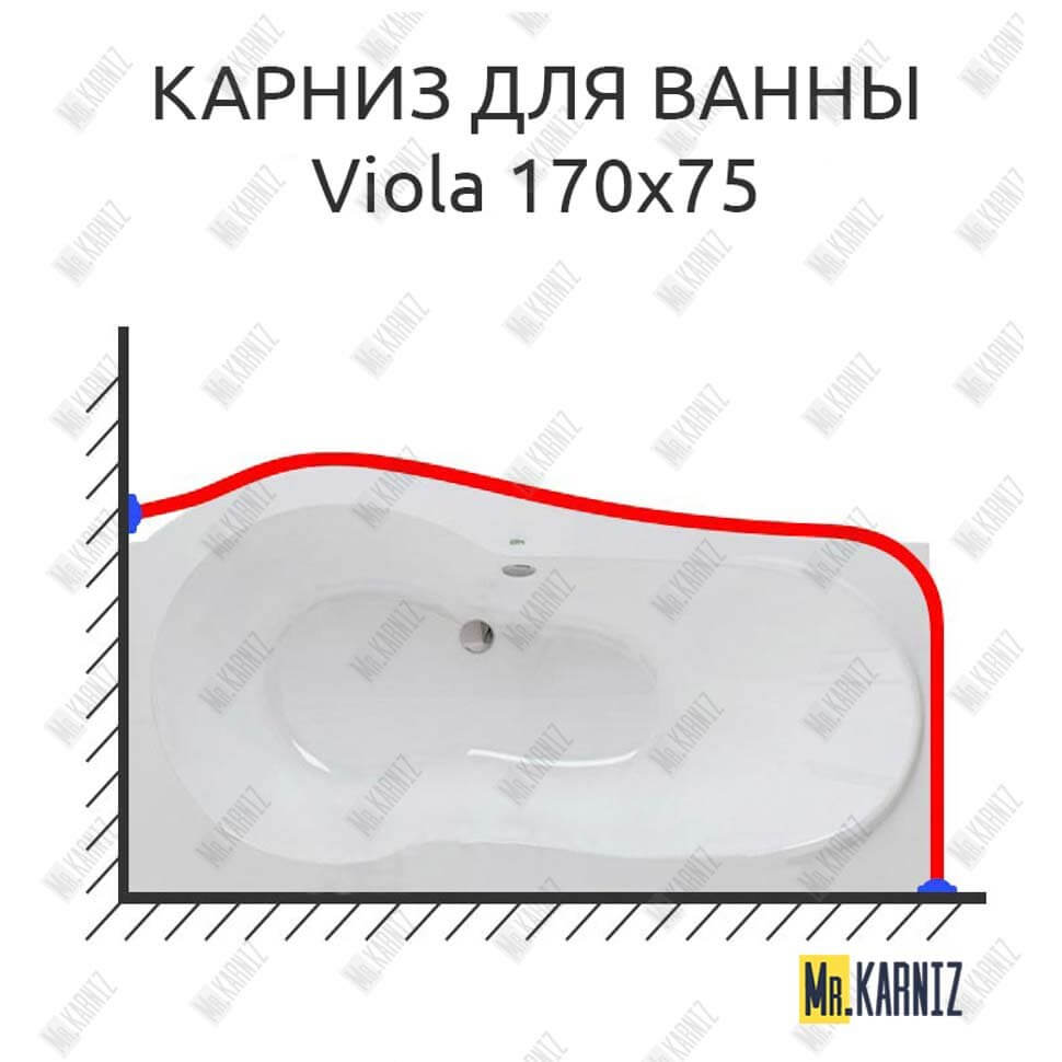 Карниз для ванны Polla Viola 170х75 Усиленный 25 мм MrKARNIZ Карниз для ванны Polla Viola 170х75 Усиленный 25 мм MrKARNIZ
