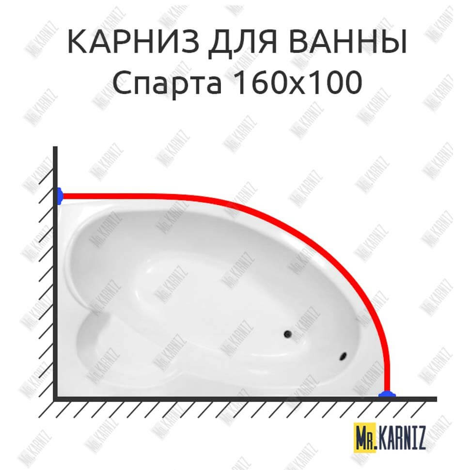 Карниз для ванны Eurolux Спарта 160х100 Усиленный 25 мм MrKARNIZ Карниз для ванны Eurolux Спарта 160х100 Усиленный 25 мм MrKARNIZ